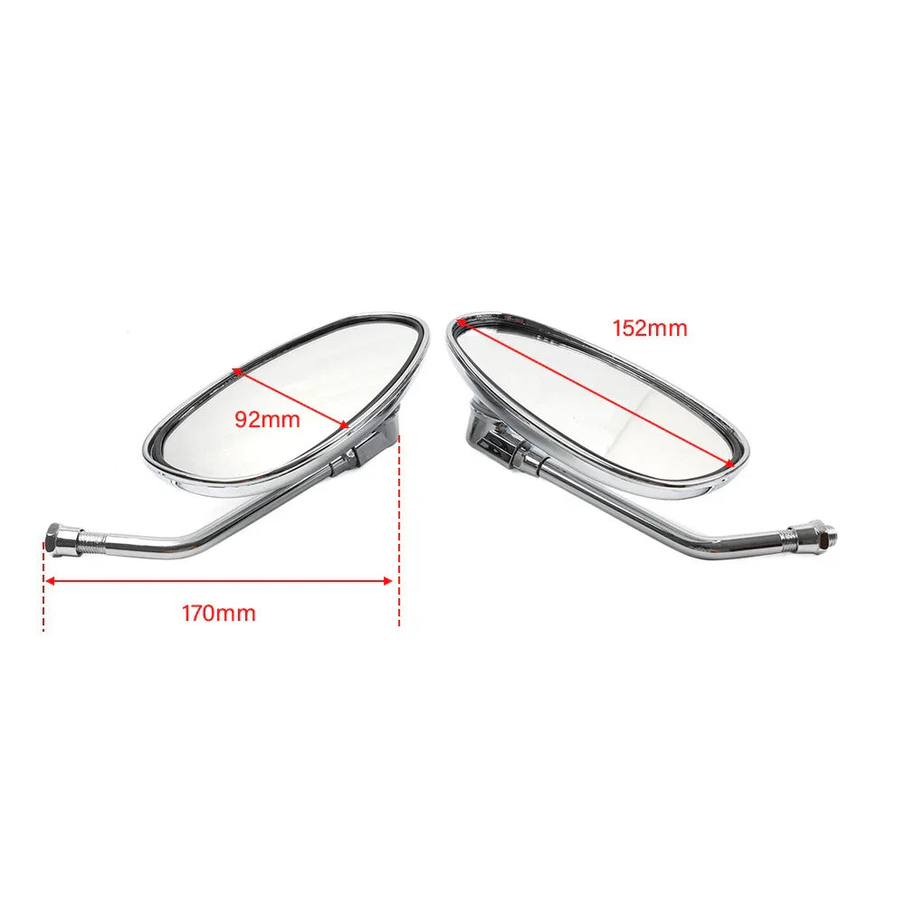 Chrome Rearview Oval Mirror for Honda Shadow Spirit 750 1100 VTX1300 VTX1800 (2001-2010)