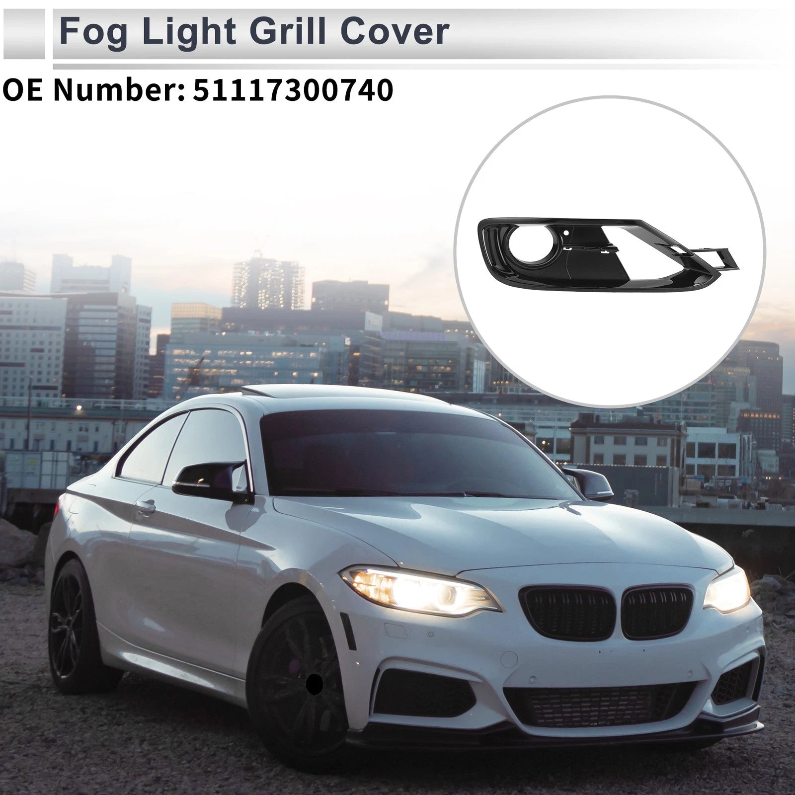 1pc Right Front Fog Light Grill for BMW F30 F31 (2011–2018) No. 51117300740