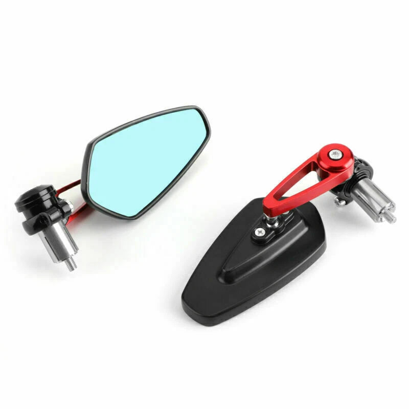 Pair of 7/8" Red Handle Bar End Side Rearview Mirrors for Motorcycle