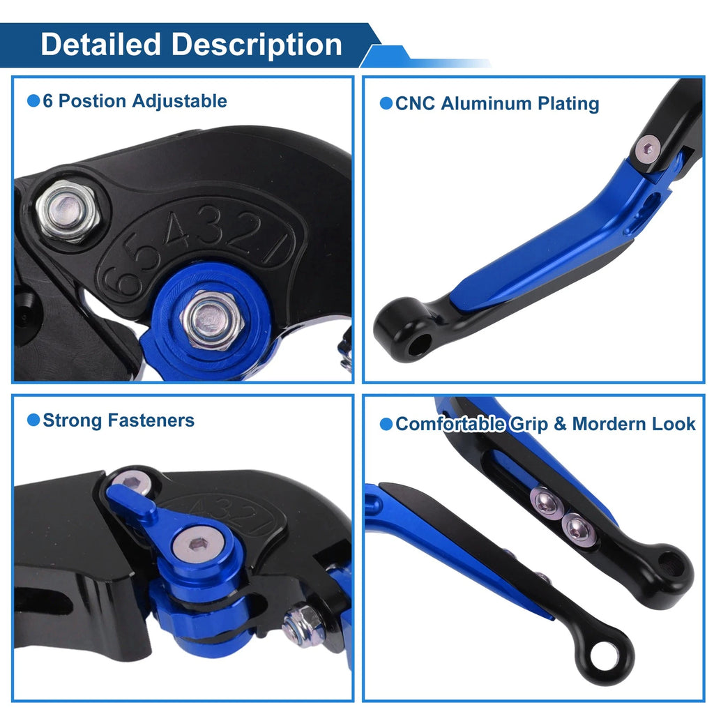 Brake Clutch Levers for Suzuki GSXR1000 (2009–2019) Black Head Blue Handle