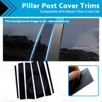 6PCS Black Pillar Post Cover Trims for Nissan Titan Crew Cab (2004–2015)