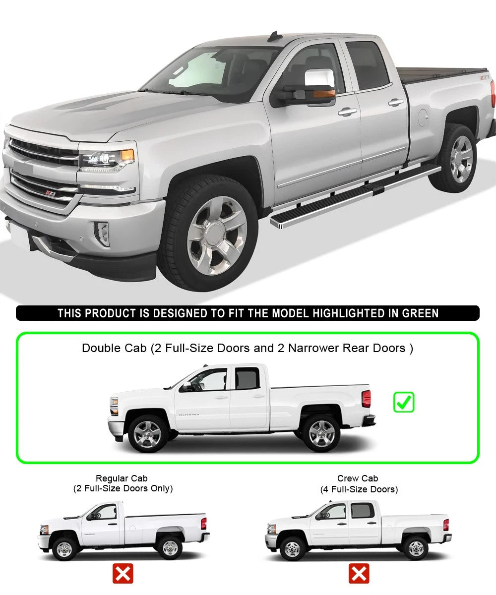 Set of 2 Wheel to Wheel Running Boards for Silverado Sierra (2007–2018)