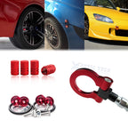 Red Towing Hook and Air Valve Caps for Honda Fit (2006–2008)