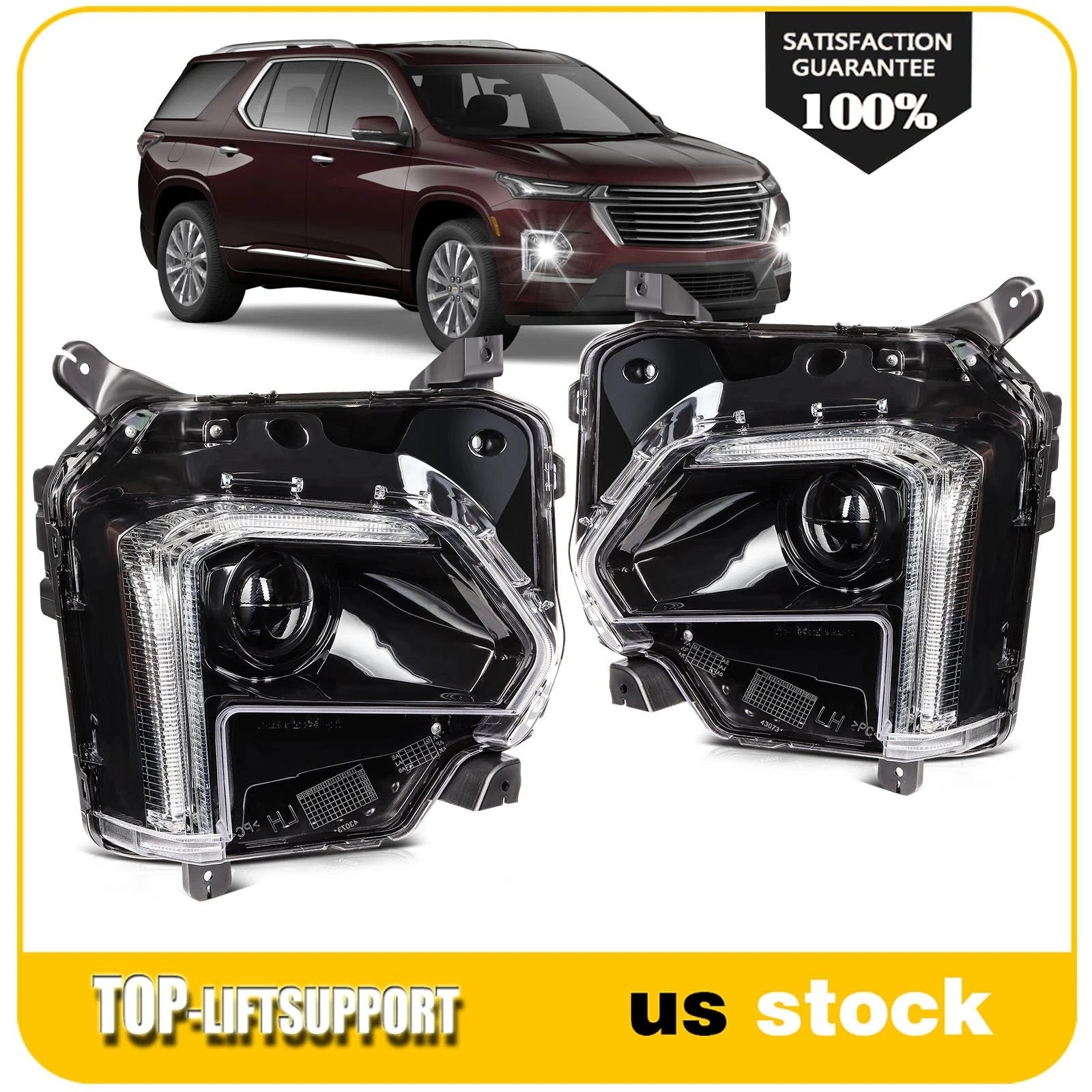 Pair of LED Headlights for Chevy Traverse (2022–2024)