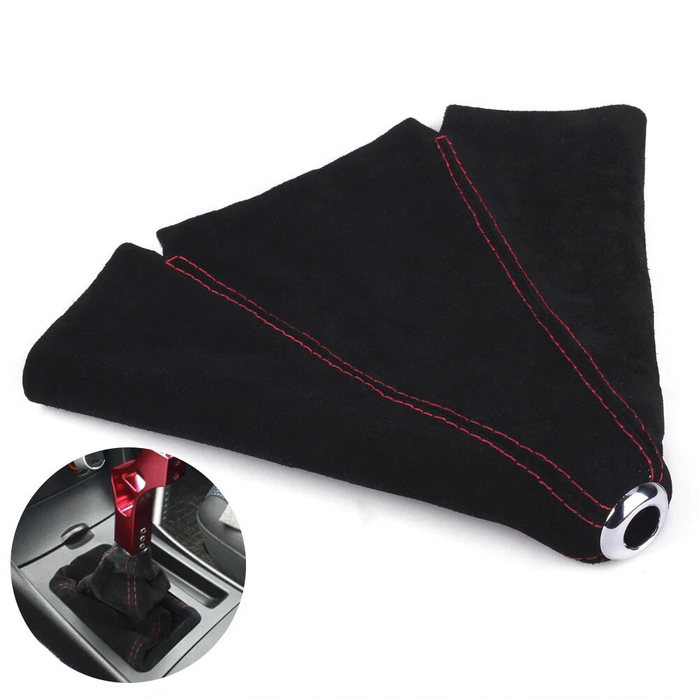 Shift Knob and Boot Cover for - Black with Red Stitches