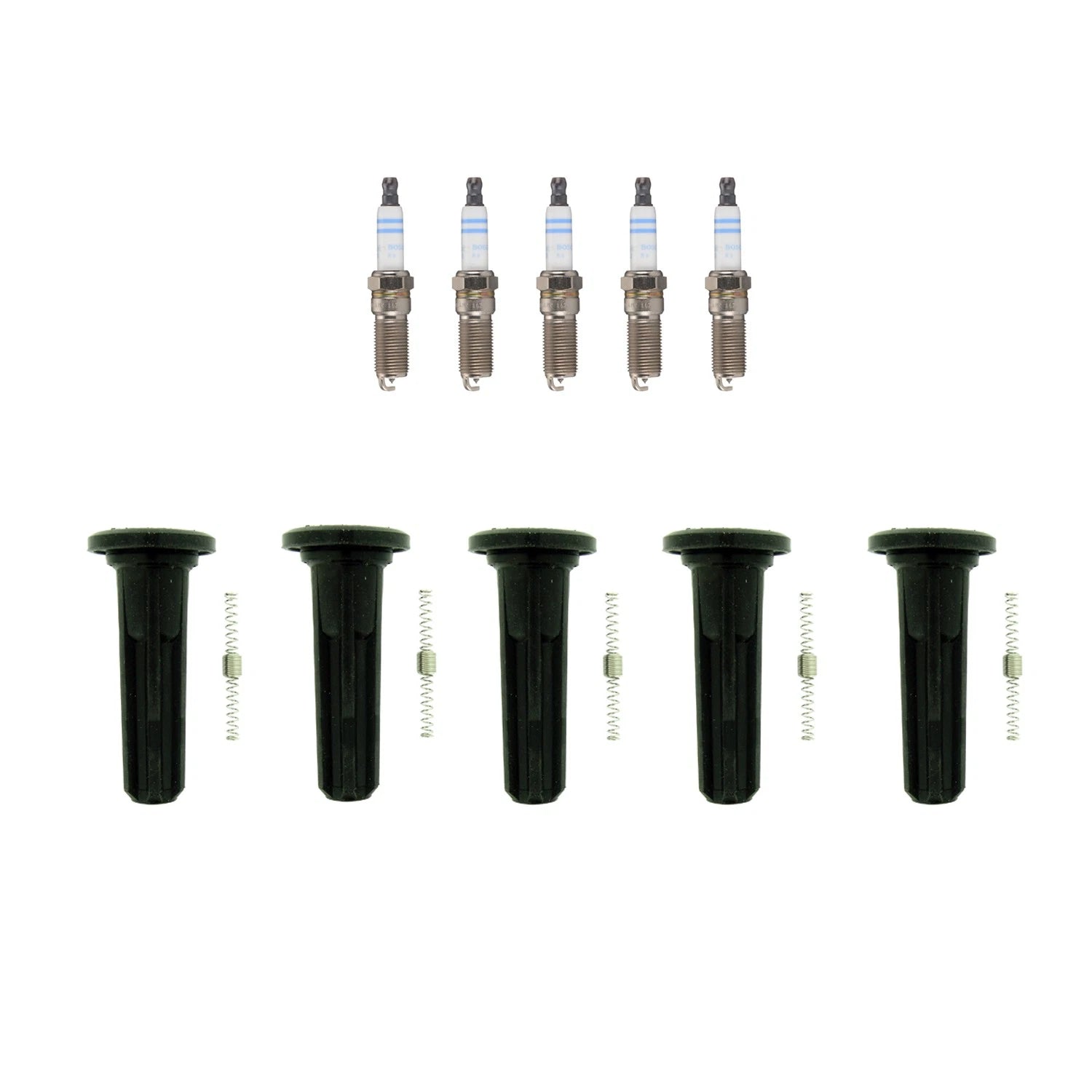 Set of 5 Double Iridium Spark Plugs & NGK Coil Boots for Canyon Colorado H3 (2004–2012)