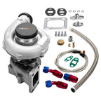 T3/T4 Billet Turbo .63 A/R T04E 400+HP w/ Oil Return Feed Lines Kit