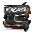 LED Projector Headlight for Chevy Silverado 1500 (2019–2022) - Left, Black Amber