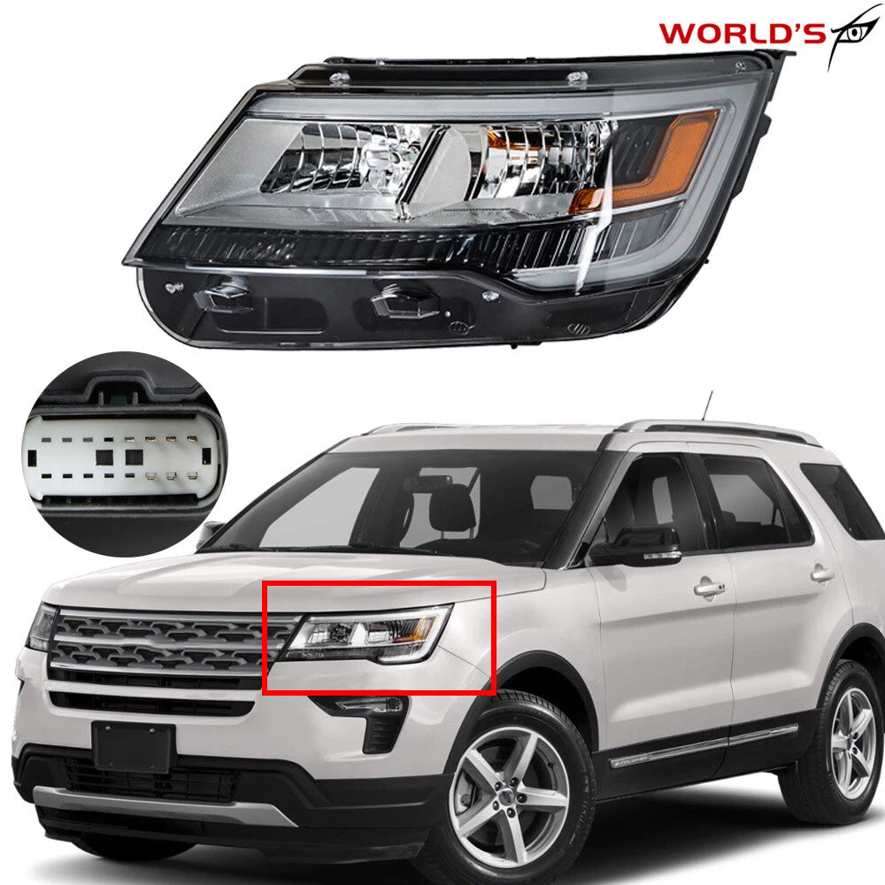 Headlight with LED for Ford Explorer (2016–2018) Chrome Housing Left