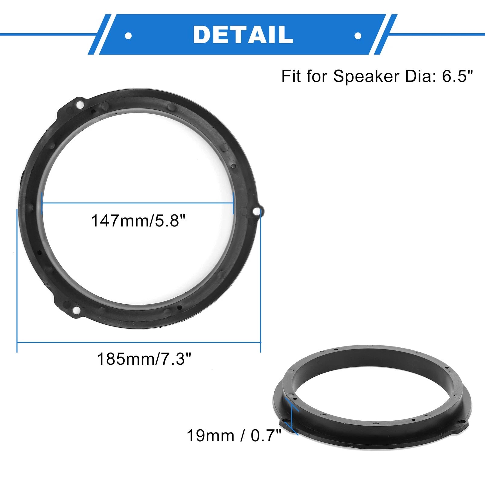 Set of 2 Speaker Spacer Rings for Ford Edge (6.5")
