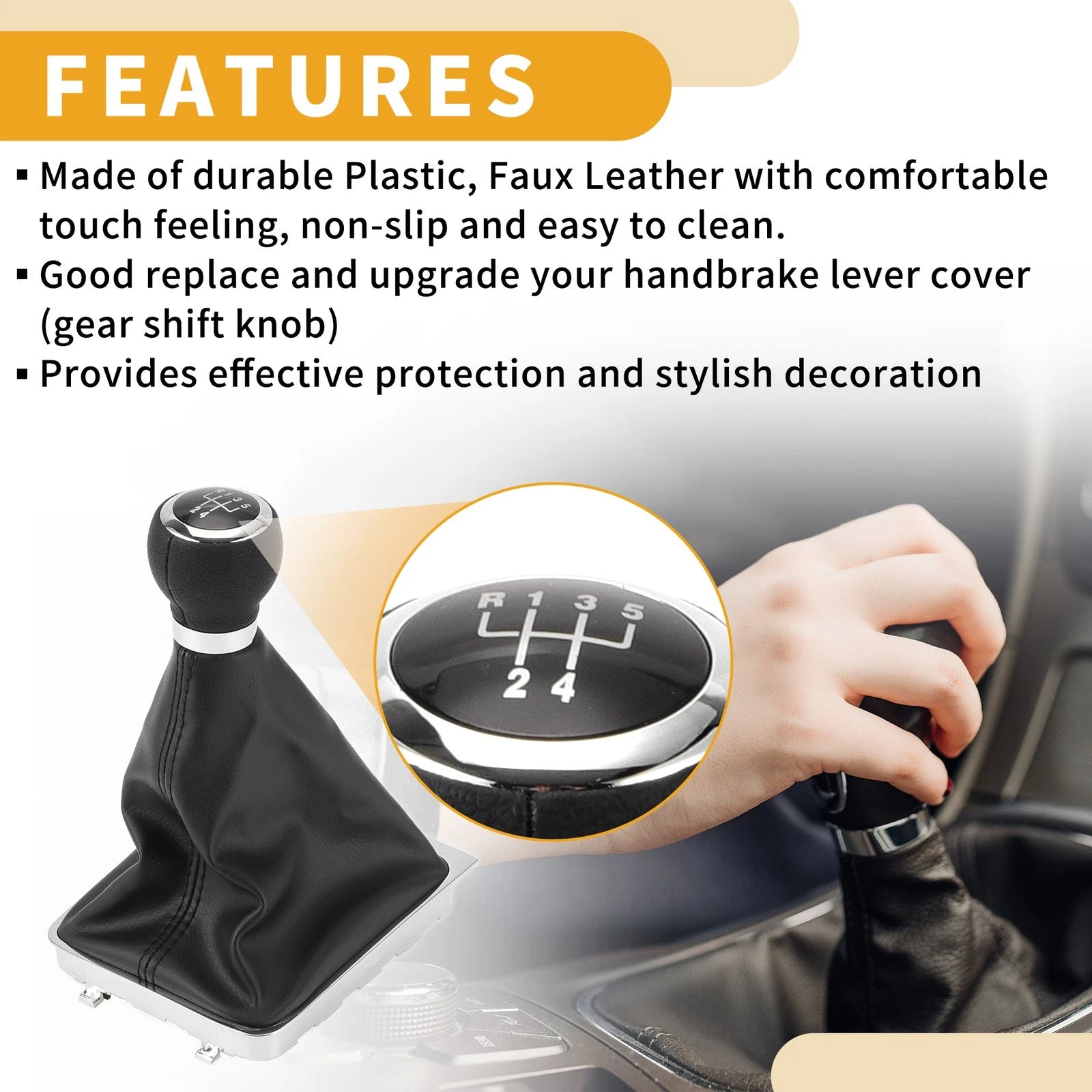 5 Speed Gear Shifter Knob W/ Cover No.3C0711113A for VW Passat (2006–2010)