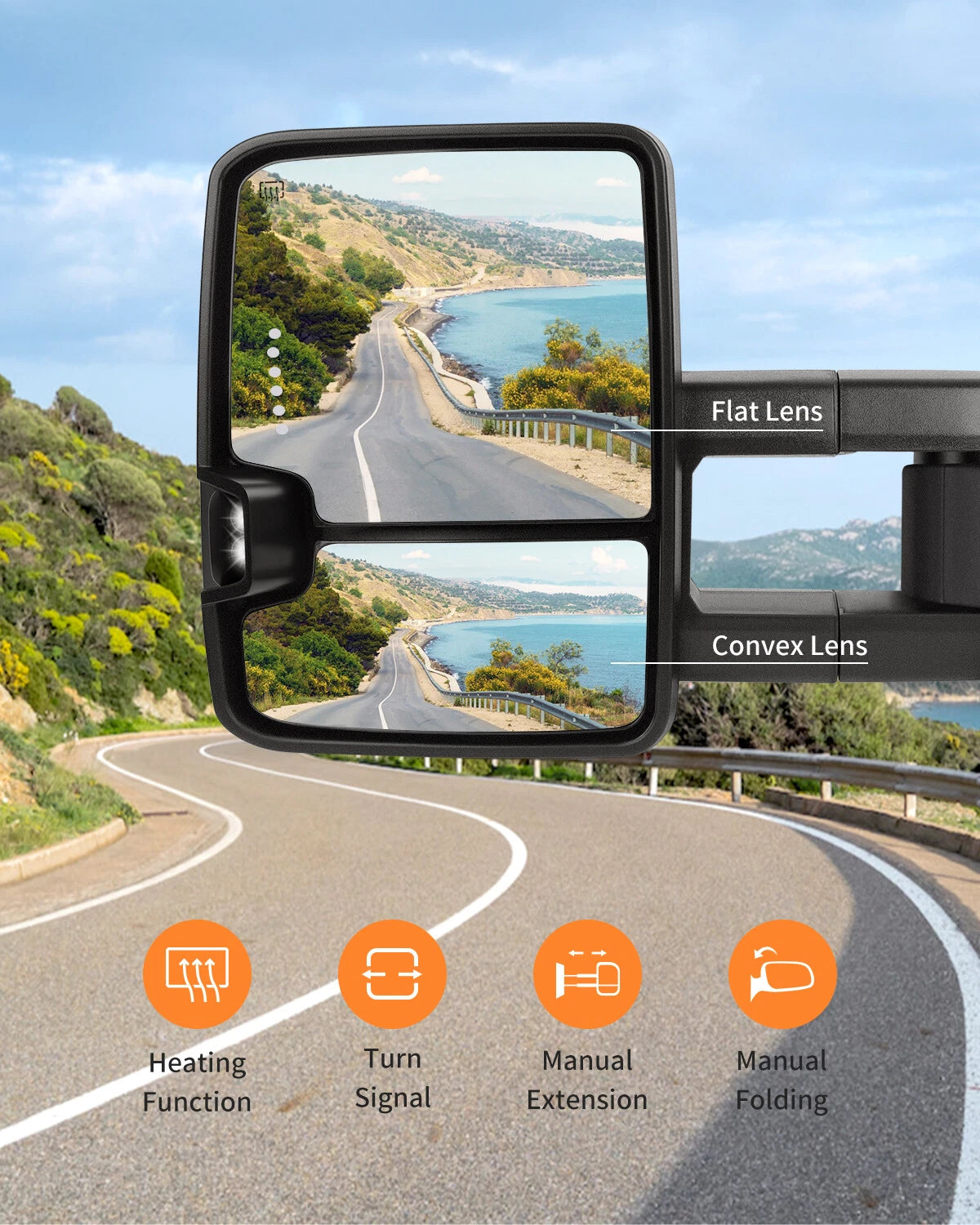 Power Heated Turn Signal Towing Mirrors for Silverado Sierra (2007-2013)
