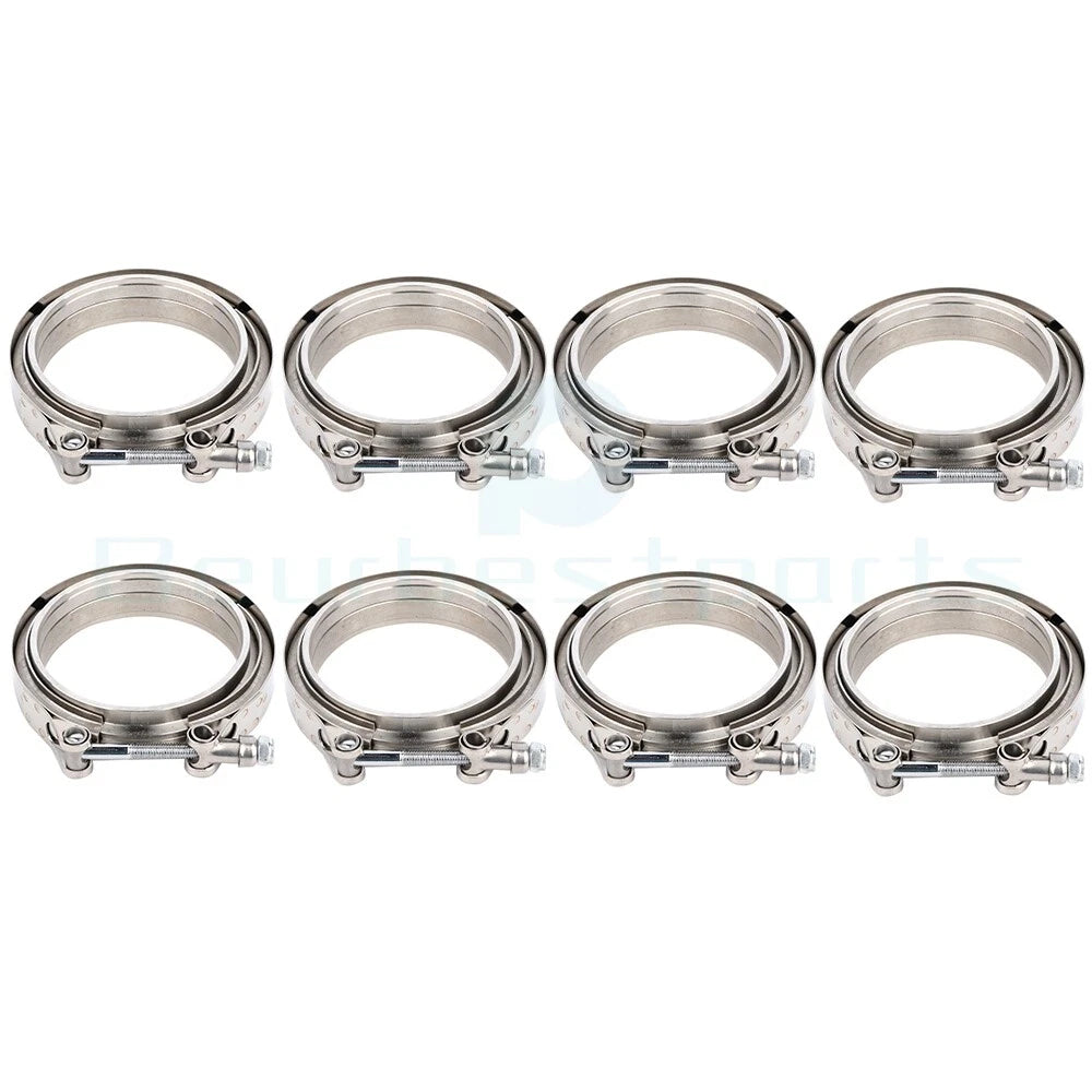 Set of 8 V-Band Turbo Pipe Exhaust Flange Clamps for Universal Fit (–)