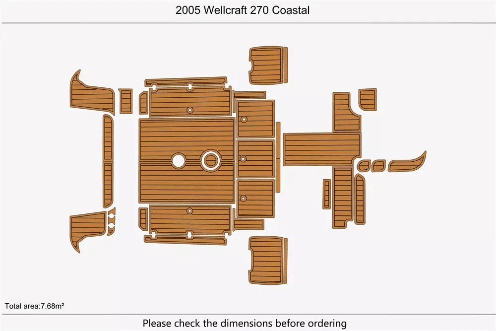 EVA Pad for Wellcraft 270 Coastal (2005) - Cockpit Swim Platform Teak Deck