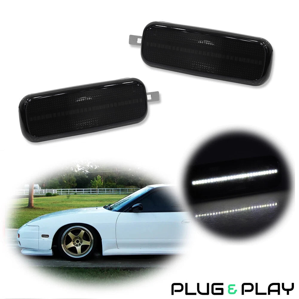 2X Front Side Marker Light Lamp for Nissan 240SX (1989–1994) Smoked White