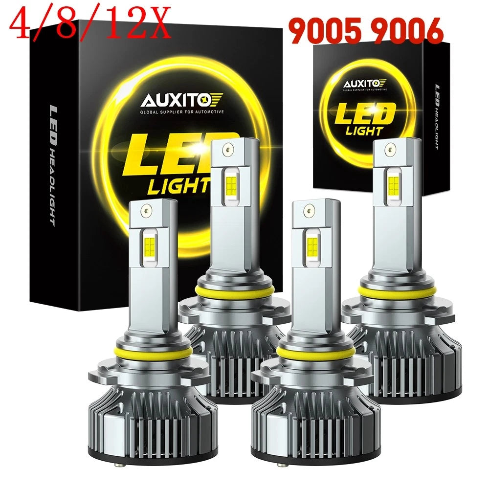 Set of 4 9005 + 9006 LED Headlight Kit Bulbs High Low Beam White