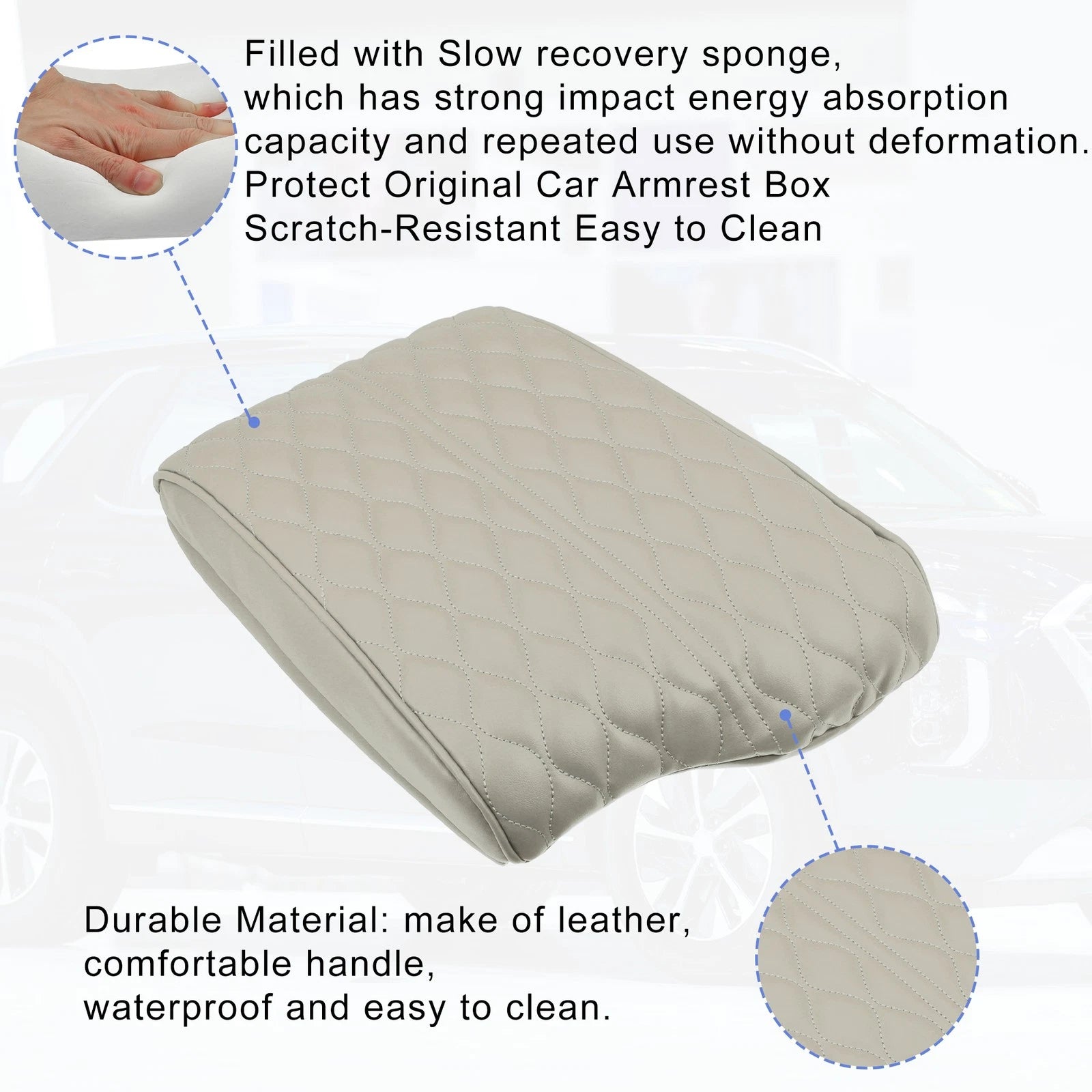 Armrest Cushion Cover for Hyundai Palisade (2020–2022) Beige Faux Leather