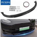 Glossy Black Front Bumper Lip Splitter for Model Y (2020–2024)