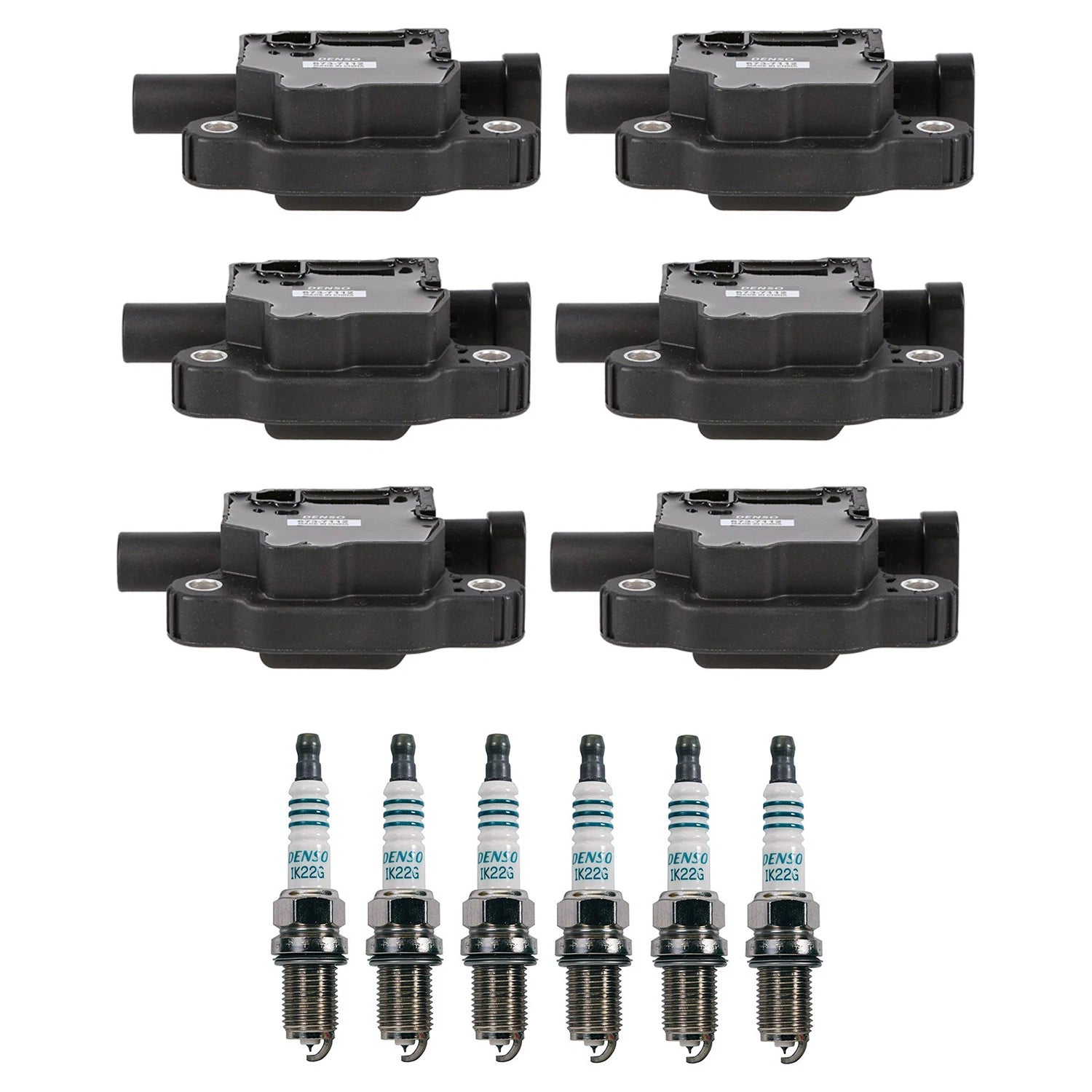 Set of 6 Denso Ignition Coils & Iridium Spark Plugs for Sierra Silverado 1500 (2014–2019)