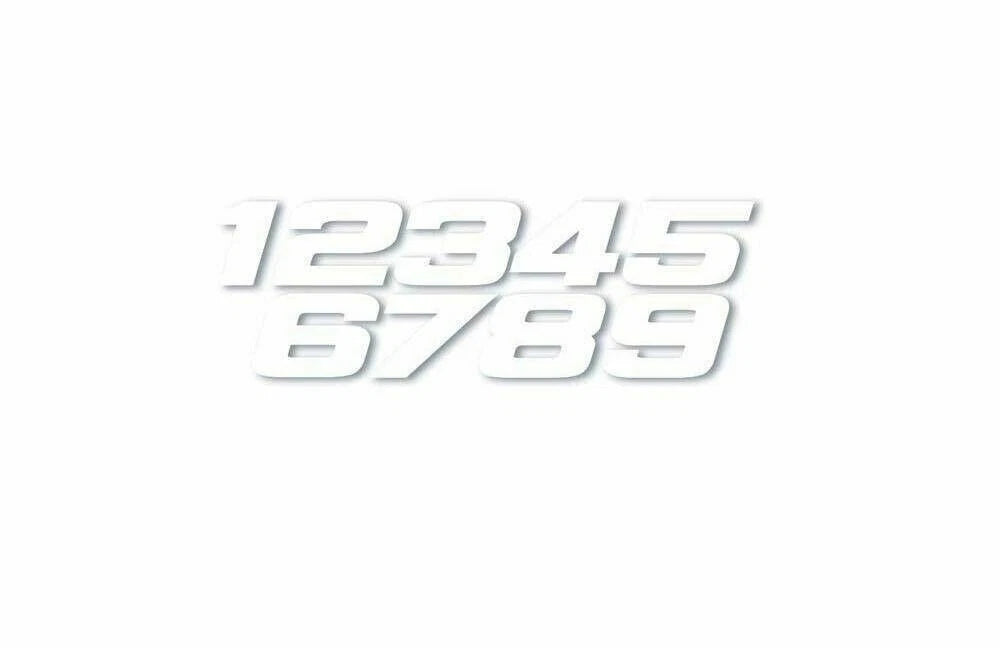 3X Number 4 White Single Digit Plate Decal for Racing