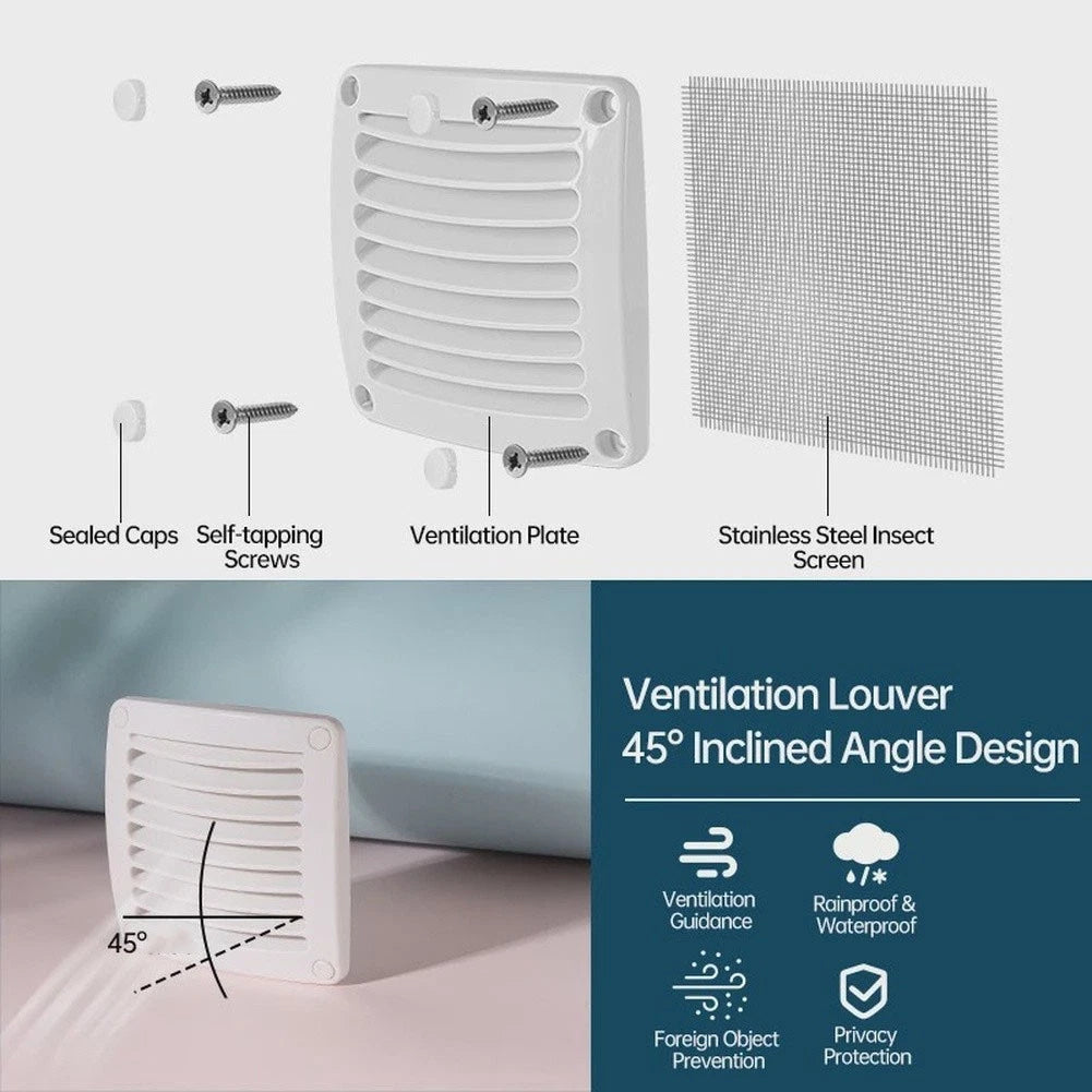 Square Louvered Air Vent Grille Cover for Marine RV (White ABS)