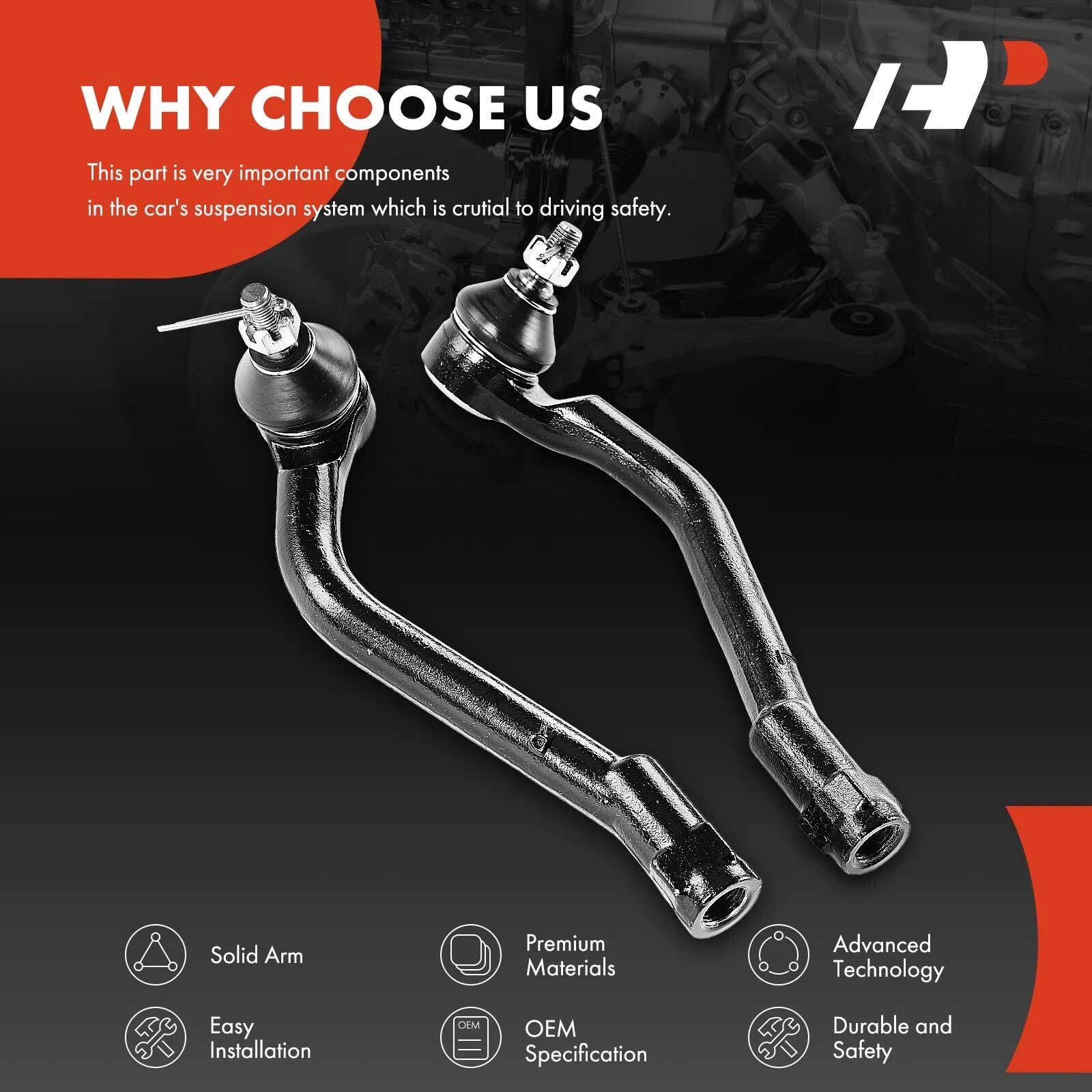 2X Outer Tie Rod Ends for Hyundai Sonata (2011–2015) & Tucson, Kia Optima