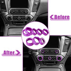 8 Pcs Purple AC Radio Switch Knob Cover for Chevy Silverado, GMC Sierra (2014–2018)