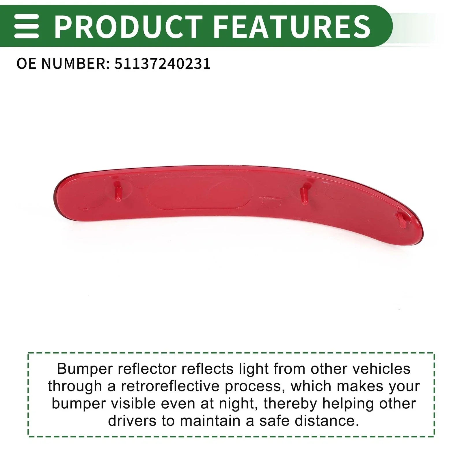 Bumper Reflector for BMW Mini Cooper Clubman R55 Rear Left (2008-2014)