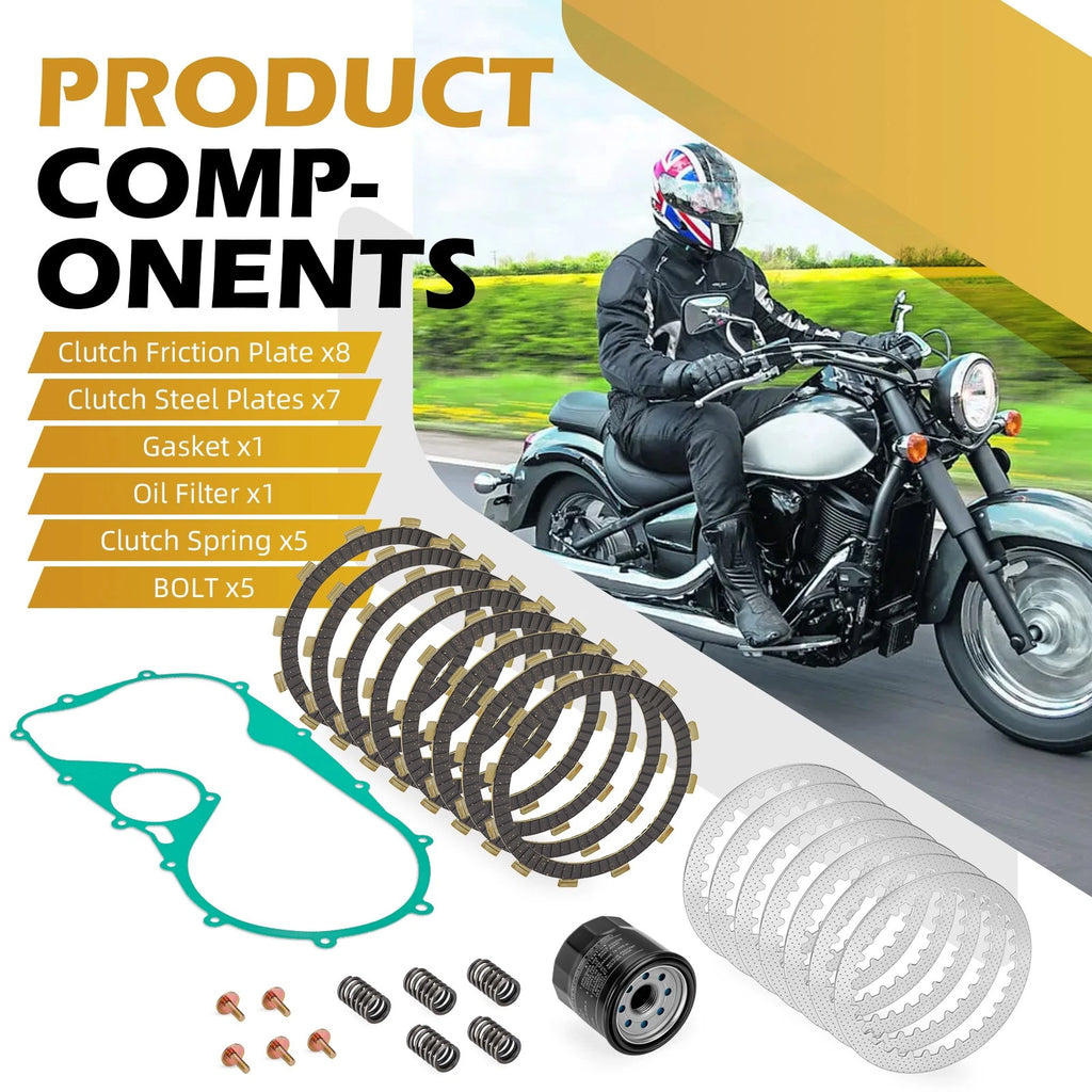 Clutch Friction Plates & Gasket for Kawasaki Vulcan 800 VN800B Classic (1996–2005)
