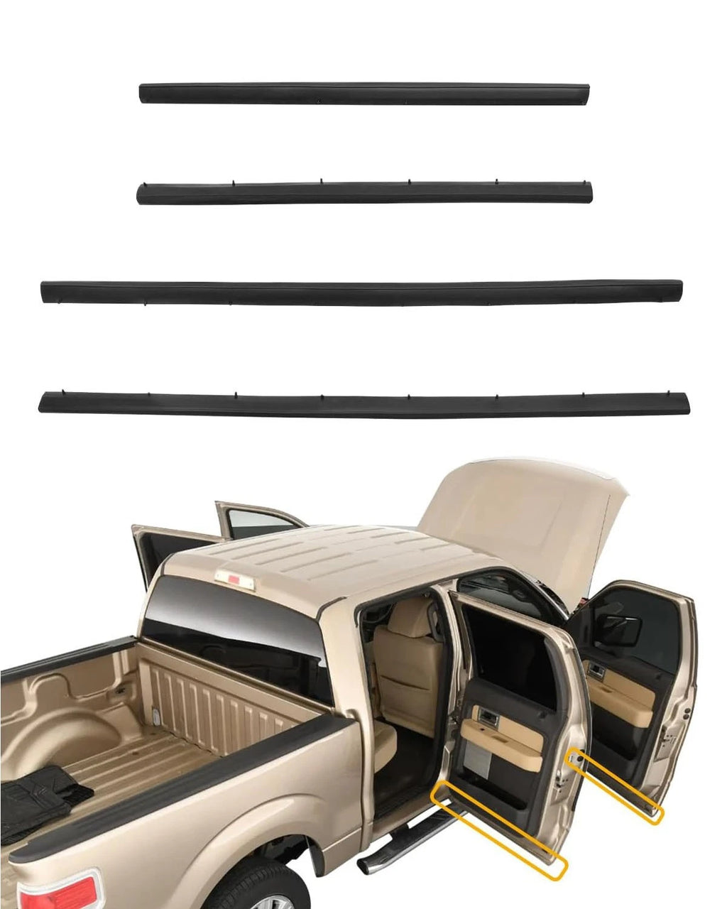 4X Door Lower Weatherstrip Seal for Ford F250 F350 F450 F550 Super Duty (1999–2016)