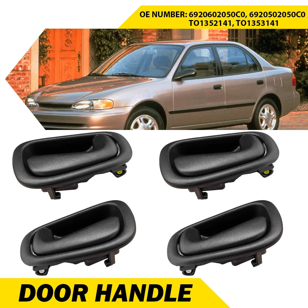 Set of 4 Black Inside Inner Door Handles for Toyota Corolla Prizm (1998–2002)