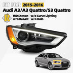 HID/Xenon Headlight for Audi A3 (2015–2016) Passenger Side