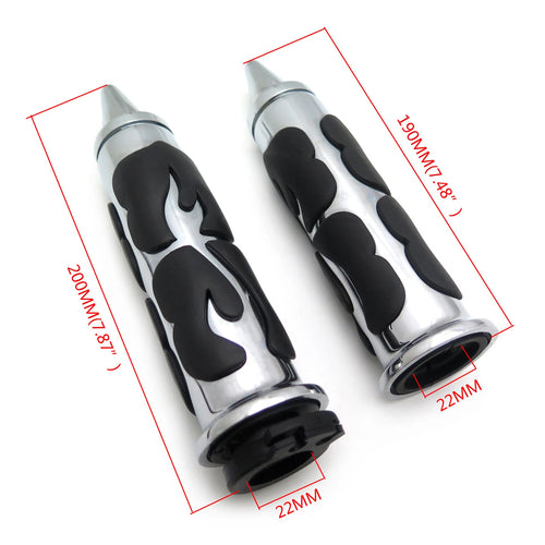 1 Pair Chrome Flame Spike Hand Grips for Honda Suzuki Kawasaki Yamaha
