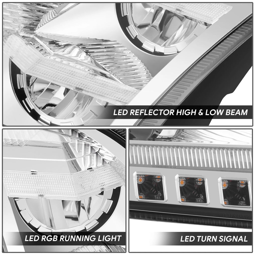 Chrome/Amber Reflector Headlights for Volvo VNL/VNR 300/400/640/740/760 (2018–2024)