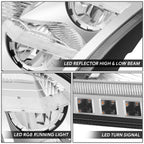 Chrome/Amber Reflector Headlights for Volvo VNL/VNR 300/400/640/740/760 (2018–2024)