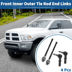 4 x Front Inner Outer Tie Rod End Link Kit for Dodge Ram 1500 (2002-2005)