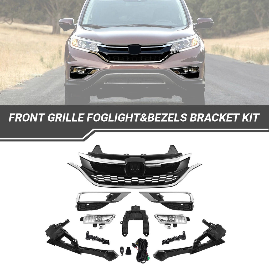 Set of 11 Front Grille Fog Light Bezels Bracket Kit for Honda CR-V (2015–2016)