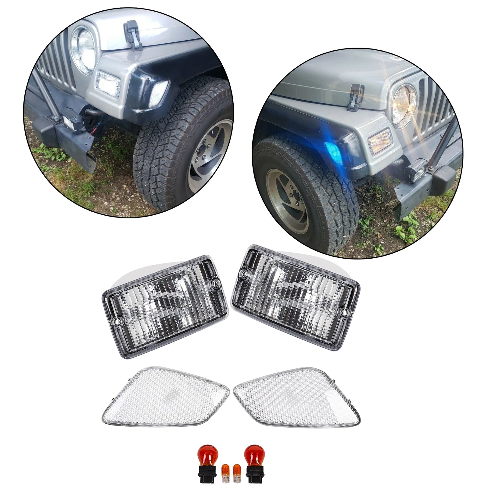 Clear Plastic Side Marker Lights for Jeep Wrangler TJ (1997–2006)