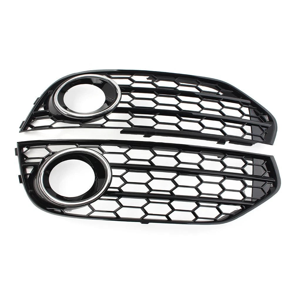Front Bumper Honeycomb Fog Light Grille Cover for Audi A4 Allroad (2010–2016) Chrome
