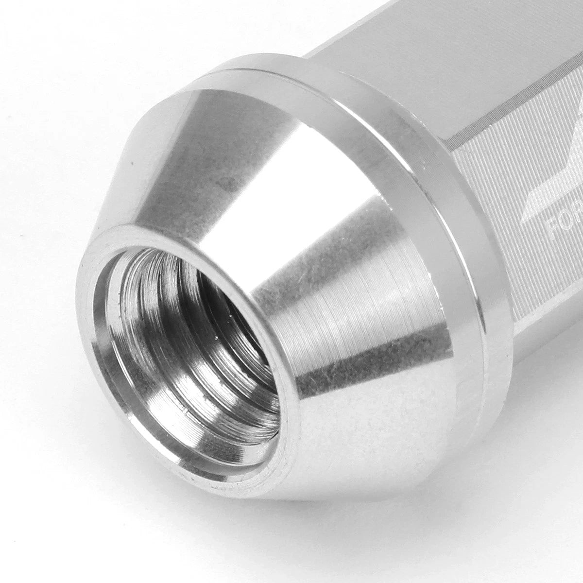 Set of 20 J2 7075 Forged Aluminum M12x1.5 Open-End Lug Nuts w/Adapter Silver