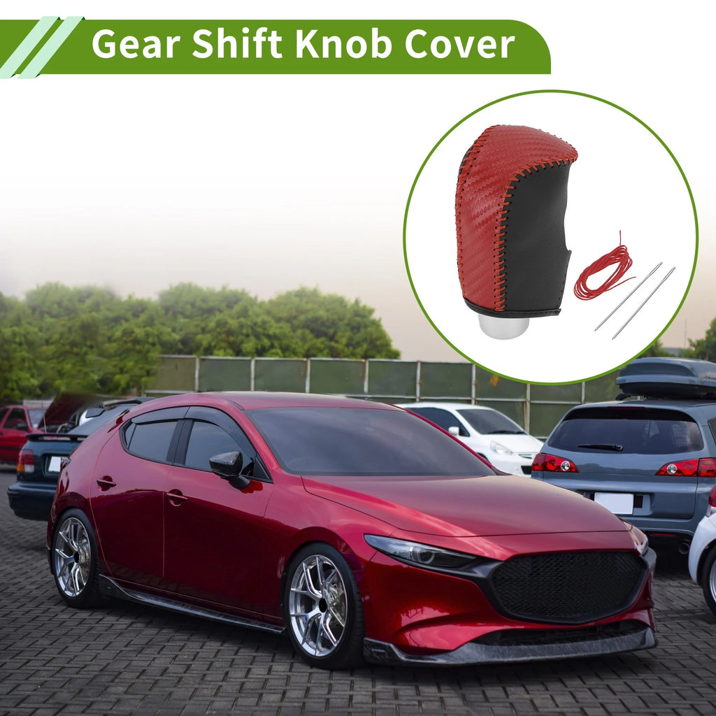 1 Pc Gear Shift Knob Cover for Mazda 3 (2014–2018) Red Carbon Fiber