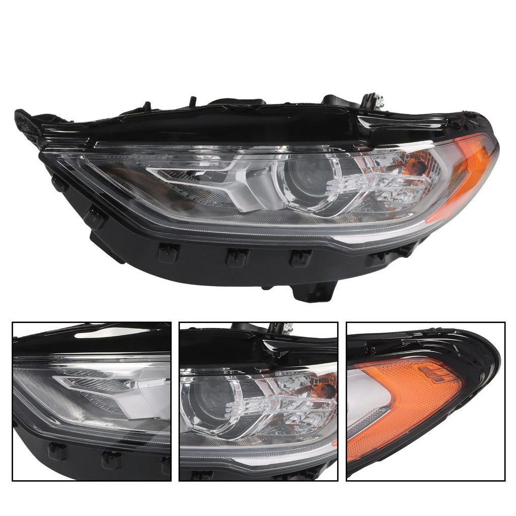 Driver Left Side Headlight Assembly for Ford Fusion (2017–2019) W/LED DRL Chrome