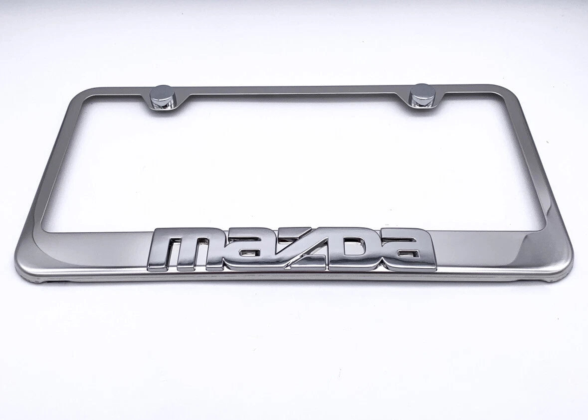 License Plate Frame Chrome 3D Mazda Script for Mazda 3 (2014–2018)