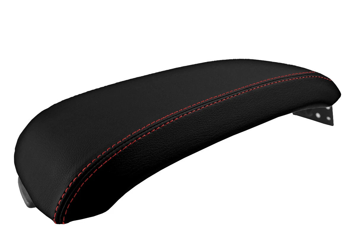 Leather Console Lid Armrest Cover for Ford Edge (2007–2010) Red Stitch