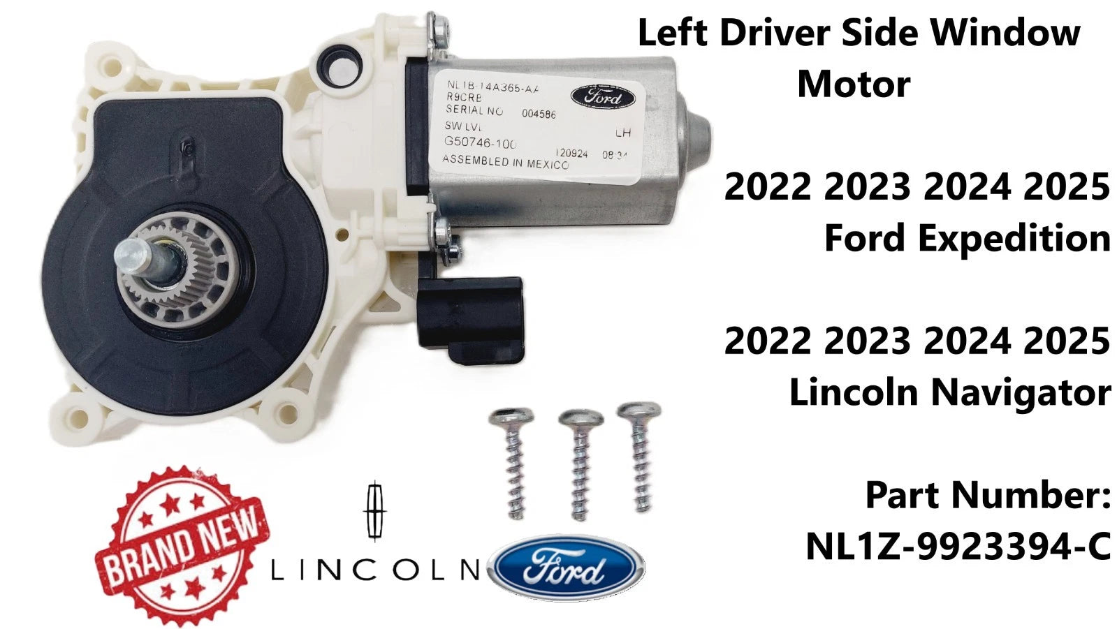Left Driver Door Window Motor Regulator for Ford Expedition (2022–2026) NL1Z-9923394-C