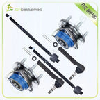 6PC Front Wheel Bearing Hub & Tie Rod for Buick Chevy Saturn