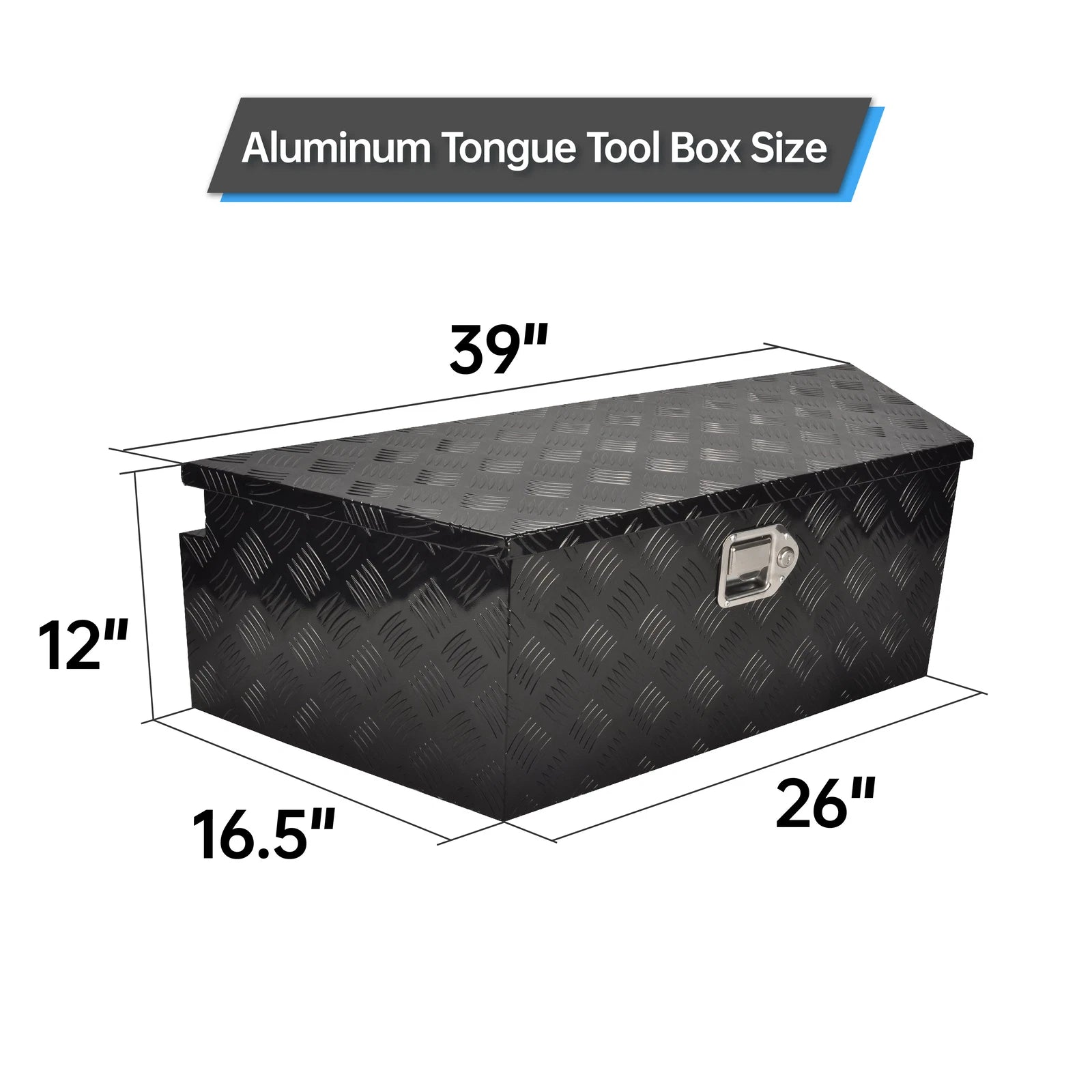 Black Aluminum Tool Box for Pickup Truck (39"x16.5"x12")