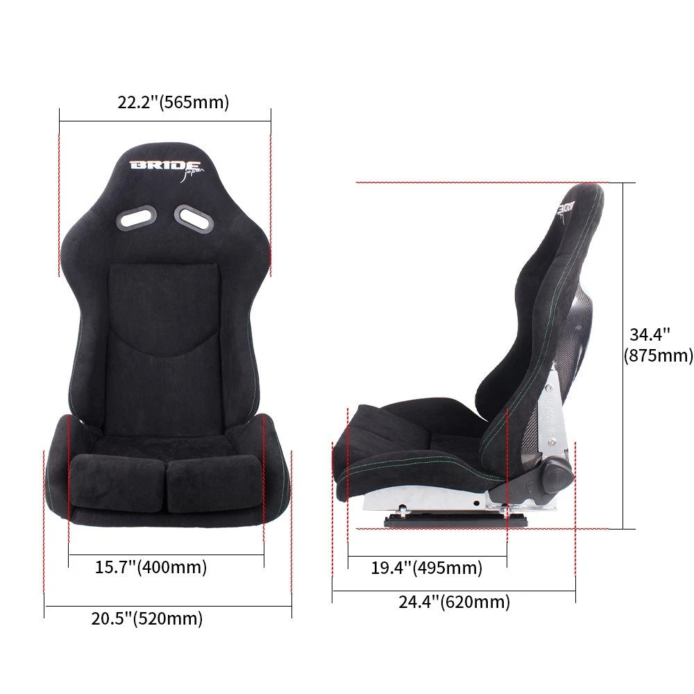 Bride Large Size Low Max Racing Seat for Universal Fit (with Slider Rail, Carbon Fiber Backrest)