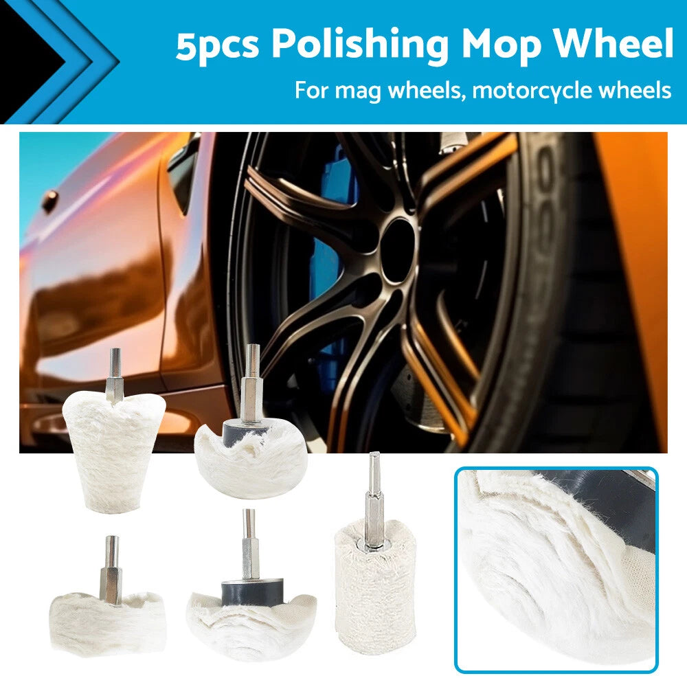 5x Polishing Buffing Pad Mop Wheel Kit for Aluminum Manifold