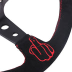 14" Suede Leather Steering Wheel for Racing Drifting